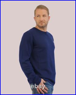 Claybourn Crew Neck Knitted Sweater Wool Blend Pullover in Navy or White