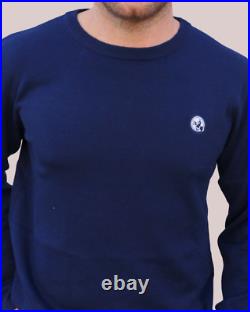 Claybourn Crew Neck Knitted Sweater Wool Blend Pullover in Navy or White