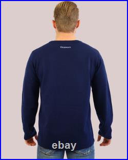 Claybourn Crew Neck Knitted Sweater Wool Blend Pullover in Navy or White