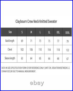 Claybourn Crew Neck Knitted Sweater Wool Blend Pullover in Navy or White