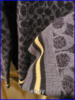 Coach Signature Crewneck Sweater CL703 Dark Blue Wool Medium Jacquard Logo