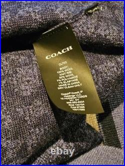 Coach Signature Crewneck Sweater CL703 Dark Blue Wool Medium Jacquard Logo