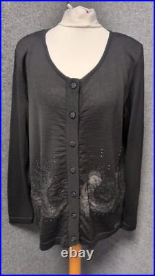 Colb Italy Knitted Cardigan Black UK M /12 EU 50 RRP £309 LN141 WW 13