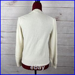 Comme Des Garcons Play Cream Cardigan Long Sleeve Sweater Sz M Made in JAPAN