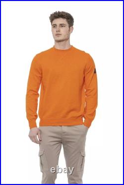 Conte of Florence Elegant Orange Crewneck Cotton Men's Sweater Authentic