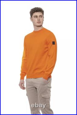 Conte of Florence Elegant Orange Crewneck Cotton Men's Sweater Authentic