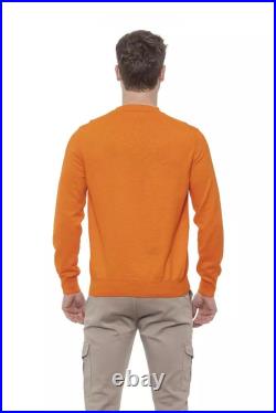 Conte of Florence Elegant Orange Crewneck Cotton Men's Sweater Authentic