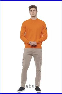 Conte of Florence Elegant Orange Crewneck Cotton Men's Sweater Authentic