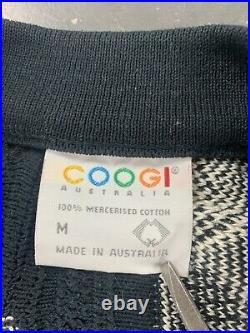 Coogi Australia Abstract Knit Cardigan Sweater Mercerised Cotton Medium Vtg 90s