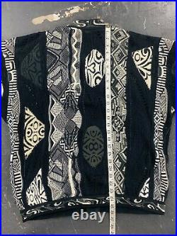 Coogi Australia Abstract Knit Cardigan Sweater Mercerised Cotton Medium Vtg 90s