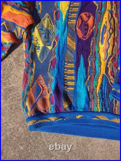 Coogi Mens Pullover Sweater Multicolor Crew Neck Cotton Chunky-Knit Australia M