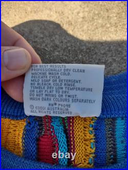 Coogi Mens Pullover Sweater Multicolor Crew Neck Cotton Chunky-Knit Australia M