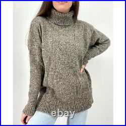 Cozy oversized 100% wool turtleneck sweater in gray size M
