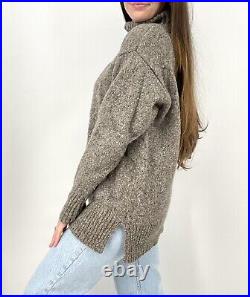 Cozy oversized 100% wool turtleneck sweater in gray size M
