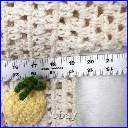 Crochet Knit Sweater Medium Ivory Fruitcore Grannycore Open Pullover Cottagecore