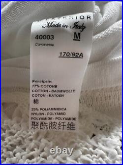 D Exteror Crochet Trim White Cotton Sweater Top Size Medium