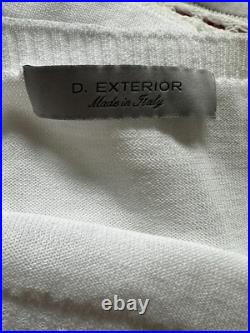 D Exteror Crochet Trim White Cotton Sweater Top Size Medium