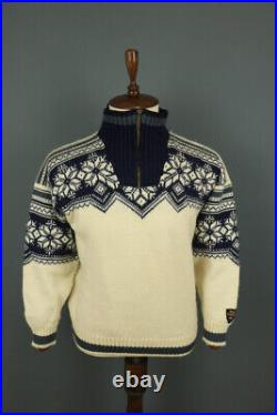 DALE OF NORWAY Beige Snowflacke 1/4 Zip Wool Knit Ski Sweater Size M