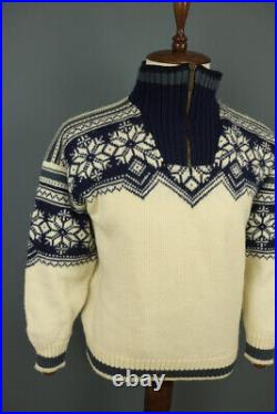 DALE OF NORWAY Beige Snowflacke 1/4 Zip Wool Knit Ski Sweater Size M