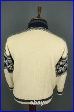 DALE OF NORWAY Beige Snowflacke 1/4 Zip Wool Knit Ski Sweater Size M