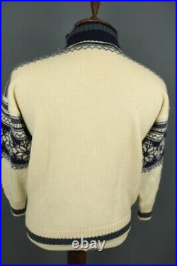 DALE OF NORWAY Beige Snowflacke 1/4 Zip Wool Knit Ski Sweater Size M