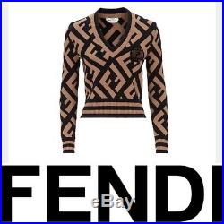 DEADSTOCK FENDI FF Logo Pullover Sweater Zucca Print Size 44 Medium
