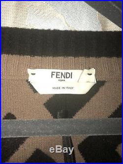 DEADSTOCK FENDI FF Logo Pullover Sweater Zucca Print Size 44 Medium