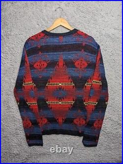 DENIM & SUPPLY RALPH LAUREN Aztec Jumper Men's Medium Southwestern Sweater Red