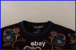 DOLCE & GABBANA Sweater Bordeaux Cashmere DG Crown Embroidered IT48 / US38 / M
