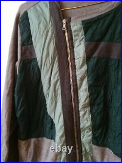 DRIES VAN NOTEN Colorblock Gesteppter Asymmetrischer Sweater Grün Größe M