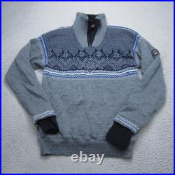Dale Norway Sweater Mens M Gray 1/4 Zip Nordic Fair Isle Wool Lined Windstopper