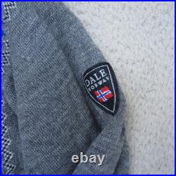 Dale Norway Sweater Mens M Gray 1/4 Zip Nordic Fair Isle Wool Lined Windstopper