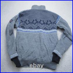 Dale Norway Sweater Mens M Gray 1/4 Zip Nordic Fair Isle Wool Lined Windstopper