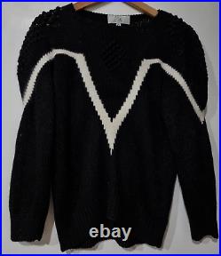 Designer VITI Textured Knit Sweater Pullover Jumper Women's Medium Black