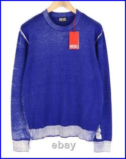 Diesel K-Larence Sweater Men M Washed Blue Sweater Crew Neck RRP 225