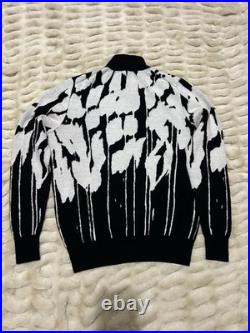 Dior Homme Cashmere Graphic Knit Sweater Black Grey Size M Made in Italy