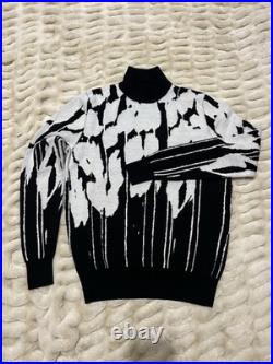 Dior Homme Cashmere Graphic Knit Sweater Black Grey Size M Made in Italy