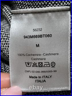Dior Homme Cashmere Graphic Knit Sweater Black Grey Size M Made in Italy
