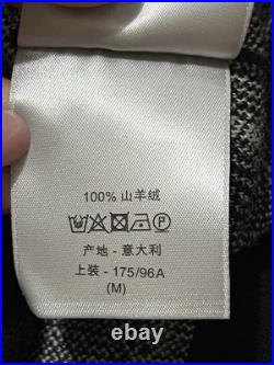 Dior Homme Cashmere Graphic Knit Sweater Black Grey Size M Made in Italy