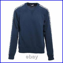Dior Homme Navy Blue Dior Oblique Stripe Cotton Knitted Crew Neck Sweater Size L