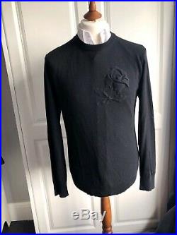 Dior Homme Wool & cashmere Sweater Black Rose Embroidery RRP 950! RARE