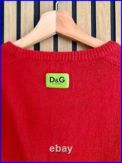 Dolce & Gabbana Mens Designer Red Knit Jumper Sweater Winter D&g M