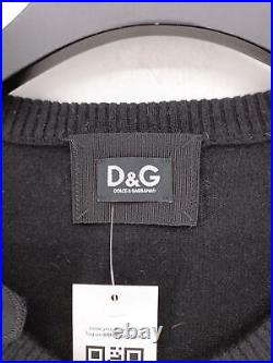 Dolce & Gabbana Women's Cardigan M Black Cashmere with Silk Round Neck Cardigan