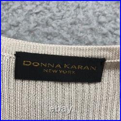 Donna Karan Silk Sweater Jumper Womens Medium Opal Beige Sleeveless New Ribbed