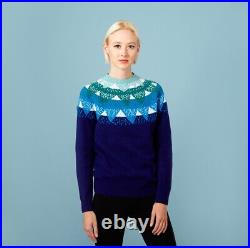 Donna Wilson sweater jumper lambswool medium blue indigo handknitted in Scotland