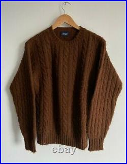 Drake's Brown Shetland Cable Knit Sweater / M / NWOT
