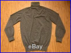 Drake's of London 100% Cashmere Sweater Roll Neck Gray Mens MED Made in Scotland
