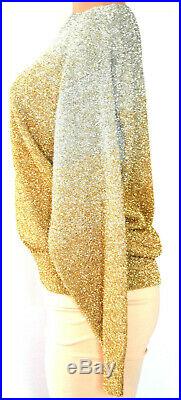 Dries Van Noten Silver/gold Metallic Round Neck Long Sleeves Sweater Size M