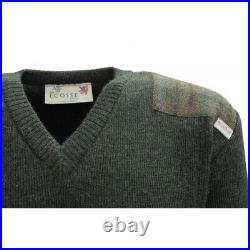 Drover- Vee neck sweater with Harris Tweed patches