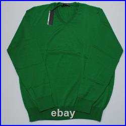 Drumohr NWT V-Neck Sweater Size 50 (US M) in Solid Green 100% Merino Wool